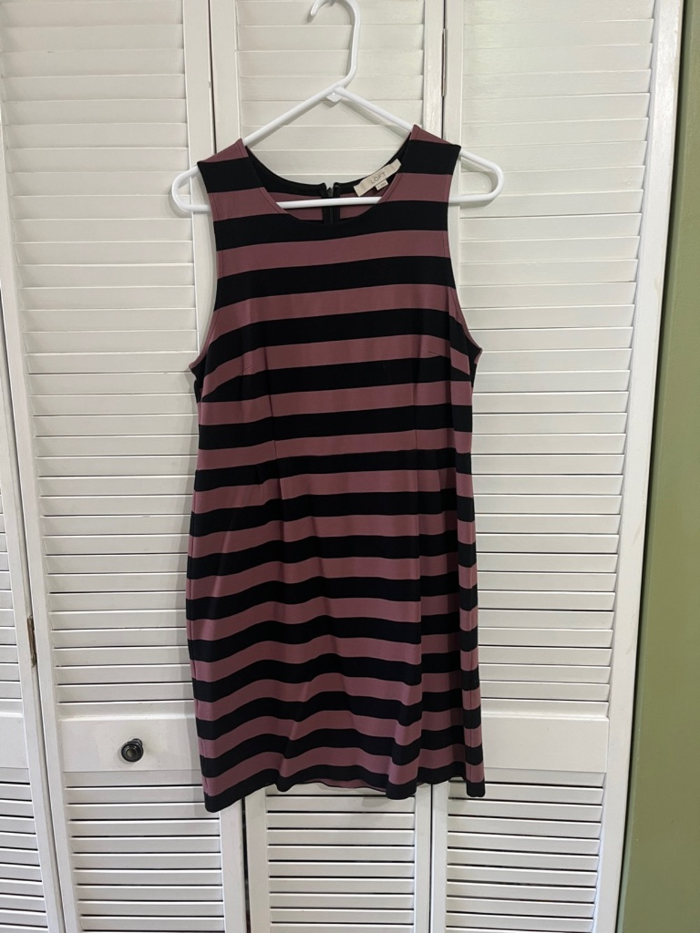 The Limited Mauve and Black Sleeveless Striped Shift Dress